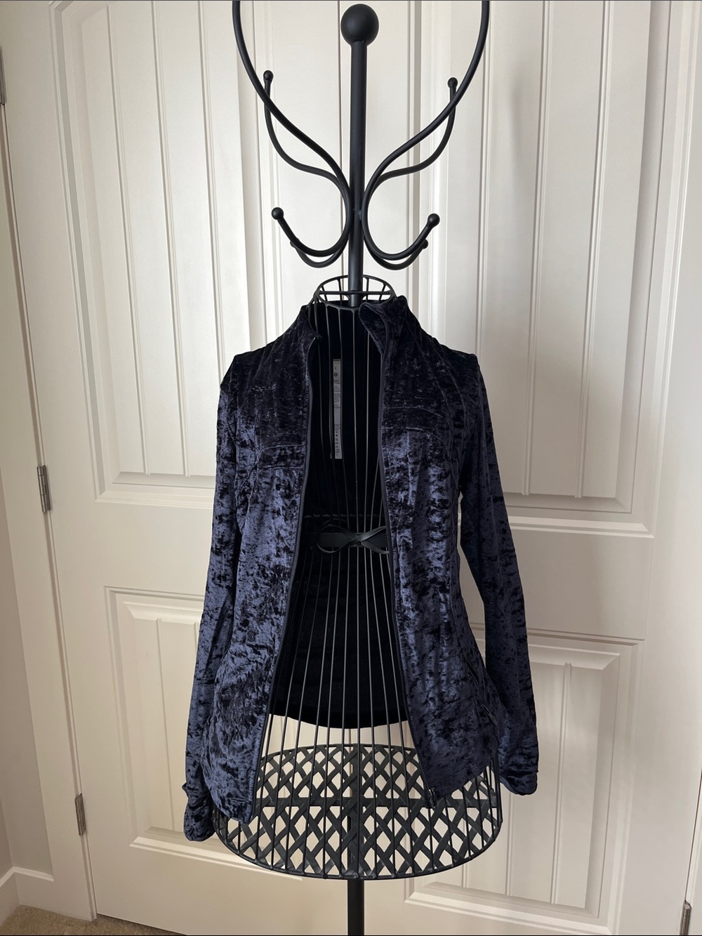 lululemon athletica Crushed Velvet Open-Front Jacket in Navy